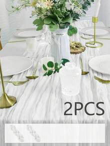 Bohemian Style Polyester Table Runner, Pleated Design, Solid Color Tablecloth, Holiday Table Decor Fabric Flag, Home Decor, Dining Table Decor, Room Decor, Wedding Decor - Multicolor - View 27