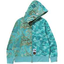 BAPE X Van Gogh Museum Shark Hoodie – Almond Blossom - Green - View 1