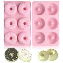 Khuôn silicon màu hồng hình bánh donut - Khuôn nướng bánh donut chống dính, dùng được trong máy rửa chén, lò vi sóng và lò nướng, thích hợp để làm bánh donut, bánh ngọt, bánh quy, bánh mì tròn. - Nhiều màu - Xem 9