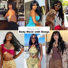24-40 Inch Black Straight HD Lace Front Wigs Human Hair Wigs With Bangs For Women Straight Wear And Go Glueless No Lace Closure Wigs For Beginners Brazilian Virgin Human Hair Middle Part For Women - Body Wave - 查看 7
