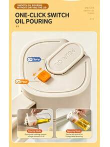 2-In-1 Glass Oil Bottle With Sprayer, One-Click Open, 65° 3D Wide-Angle Fine Mist Nozzle, Dual-Bar Pressure Atomization, Leak-Proof And Stain-Free, Suitable For Cooking, Frying, Salad, And Air Fryer - Yellow - View 10