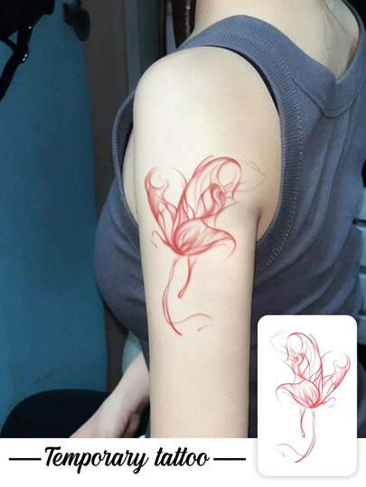 1 Hình xăm dán hình bướm màu đỏ khói mềm mại như cổ tích dành cho bắp tay, hình xăm dán tạm thời, có thể giặt, làm từ PVC, dùng một lần, chống thấm nước và mồ hôi, thích hợp cho cánh tay, eo, bụng, lưng và chân, không phản chiếu ánh sáng, hình xăm chân thực, phù hợp cho mọi người, sử dụng hàng ngày, giữ được 3-5 ngày.