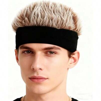 Gorro de punto tipo calavera con pelo sintético para hombre - Gorro de invierno negro de estilo hip hop con pelo falso, accesorio duradero para fiestas y disfraces, adecuado para uso casual, fiestas y eventos temáticos, agrega volumen instantáneamente sin mantenimiento necesario. Gorro de invierno cálido para clima frío