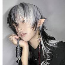 Cosplay Wigs - 狼尾黑白挑染+髮網 - 查看 5