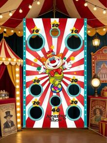 1pc Clown Party Background Game Prop, Birthday Holiday Party Decoration Supplies, Garden Game, Game, Clown - Multicolor - View 4