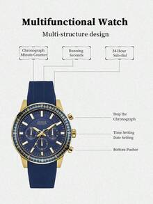 Gale Men's Navy Blue Chronograph Watch With Silicone Strap W0802G2 - Blue - View 5