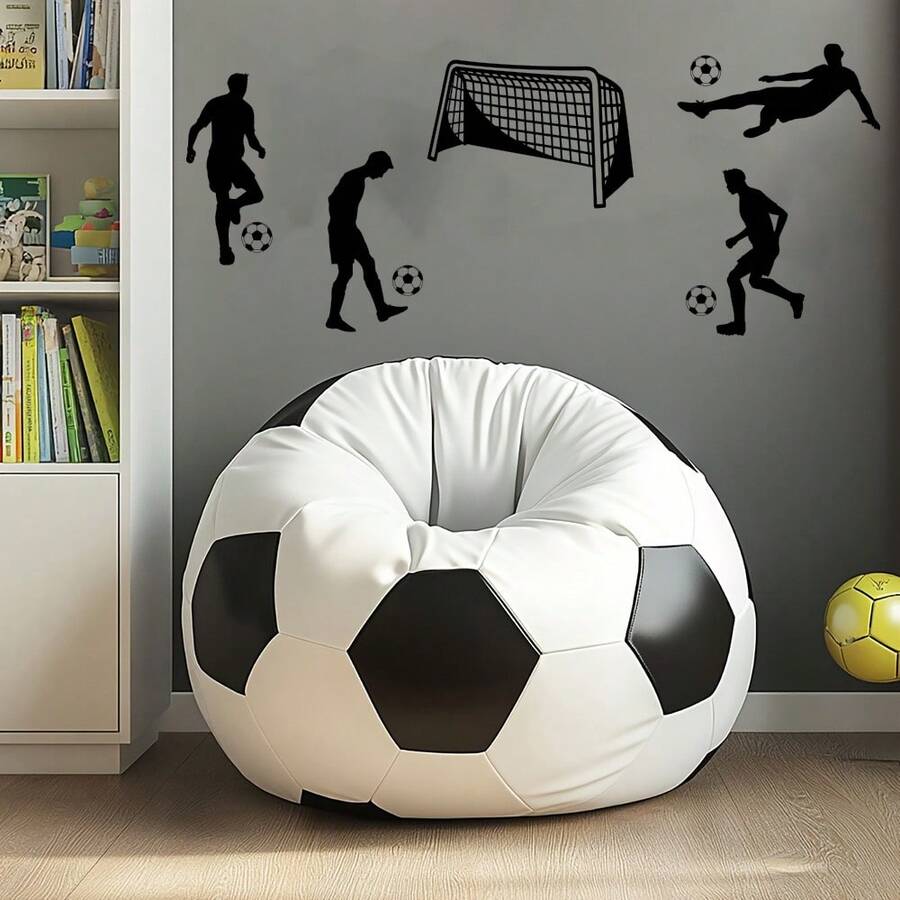 Vintage Sketch Soccer Goal Player Wall Stickers Decals Football For Bedroom Living Room Home Wall Decor - Football - View 1