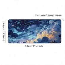 星空夜空鼠标垫，饰以新月和云朵图案 - 符合人体工学的防滑橡胶底座，腕托设计，耐用织物表面 - 11.8x31.5 英寸，适用于办公室和家庭桌面装饰，防滑鼠标垫 | 艺术鼠标垫 | 光滑质感鼠标垫，大尺寸鼠标垫 - 星空雲彩 - 查看 8