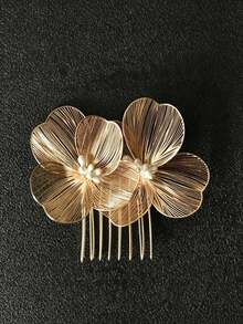 1pc Gold Butterfly Bridal Party Holiday Adult Hair Comb, Handmade Hair Accessory Suitable For Weddings - Gold - View 13