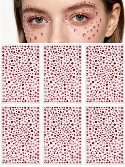 6 viên đá đính mặt hình tròn 3/4/5/6mm, đá pha lê trang trí mặt, hình xăm tạm thời cho mắt và cơ thể dành cho phụ nữ và bé gái, thích hợp trang điểm, dự tiệc sinh nhật, hóa trang, cosplay.