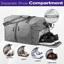Fosmon Large Duffle Bag For Travel, 65L Duffel Bag, Foldable Duffle Bag Carry On Travel Bag Gym Bag Weekender Bag With Shoe Compartment, - Grey - View 2