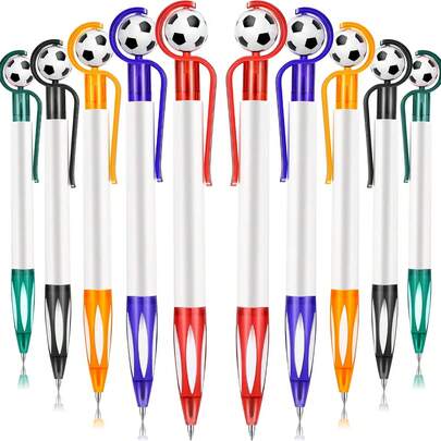 12pcs Refillable Football Shaped Ballpoint Pens, Random Colors, Suitable For School & Office Supplies, Reusable