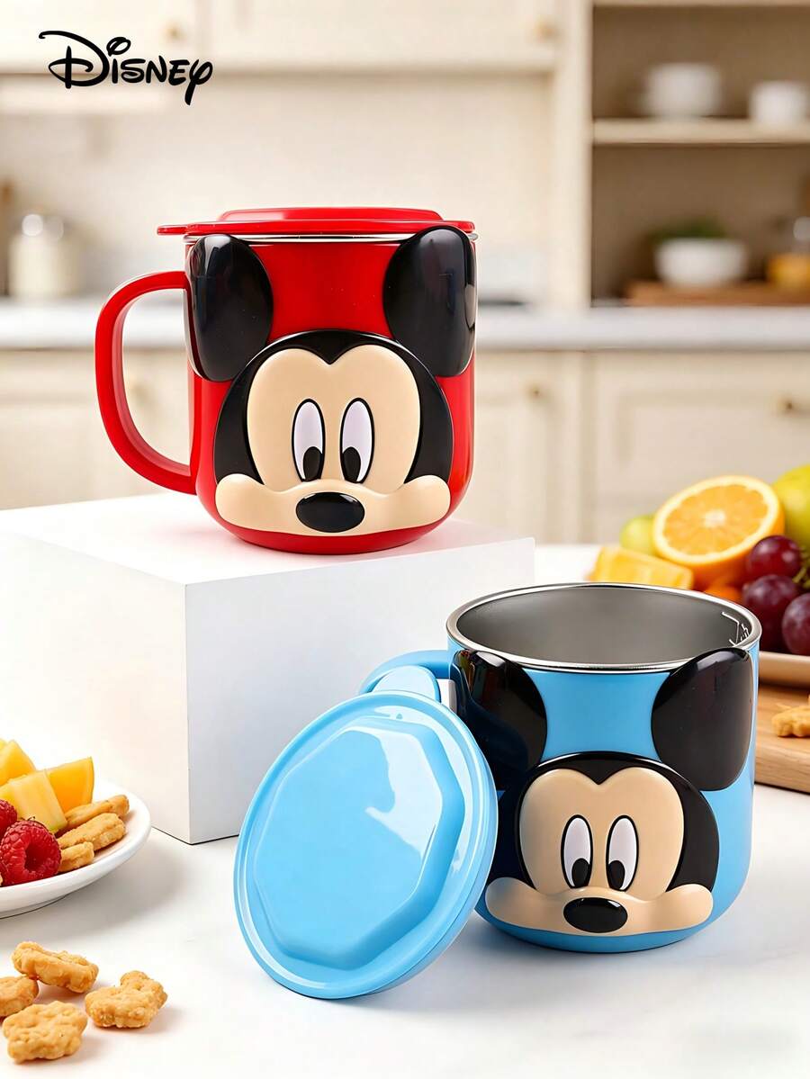 Disney 1个260毫升迪士尼3D卡通不锈钢冷热两用杯，家用/办公饮具，可拆卸不锈钢内胆，可重复使用防烫咖啡/牛奶/水杯，可用洗碗机清洗，是派对、生日、返校、婚礼、节日的理想礼物 - 彩色 - 查看 1
