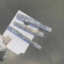 シンプルな韓国風の高級感のある合金クリップ、ラインストーン払いきお手頃贅沢ヘアクリップ、前髪サイドクリップ、ダックビルクリップ、多目的ヘアアクセサリー - 三角形 - チェックする 3