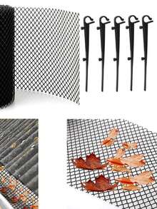 Red de protección de plástico para canaletas de drenaje, red para aleros, red para canaletas para evitar de hojas, cubierta protectora de malla para bajantes - 20 anzuelos rectos negros - Ver 7