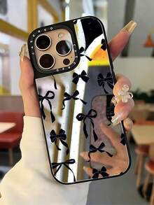 Casing Ponsel Pelindung Cermin Hitam Lucu, Modis, Tahan Guncangan, Motif Pita dan Hati, Cocok untuk iPhone 13/11/17/17 Pro/16/14/15/15 Pro/15 Plus/15 Pro Max/X/Xs Max/Xr/11 Pro/12 Pro/13 Pro/14 Pro/11 Pro Max/12 Pro Max/13 Pro Max/14 Pro Max/14 Plus/17 Pro Max/17 Air, Hadiah Musim Semi - MultiWarna - View 5