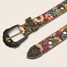 Women's Retro Floral Belt, Multi-Color Metal Carved - Khóa ghim bằng đồng - Xem 3