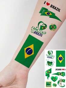 Hình dán xăm tạm thời hình cờ Mỹ, 10 tờ, gồm cờ Brazil, Argentina, Ý, Úc, Uruguay, Colombia và các quốc gia khác, chống thấm nước, trông như thật và giống hình xăm thật. - Nhiều màu - Xem 8