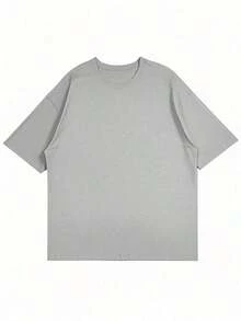 Men's Solid Color Short Sleeve T-Shirt, Comfortable, Breathable, For Summer. - 淺灰色 - 查看 5