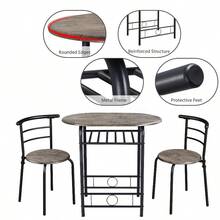 Costoffs 3 Piece Dining Table Set Modern Kitchen Table Set Space Saving Table And 2 Chairs Set With Steel Legs/Storage Rack For Kitchens/Balconies/Bedrooms/Apartments/Cafés, Natural/Drift Brown/White - White - View 9