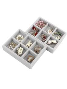 1pc Velvet Jewelry Tray For Necklace, Earrings, Bracelet, Ring, Bangle Storage - Multicolor - View 8