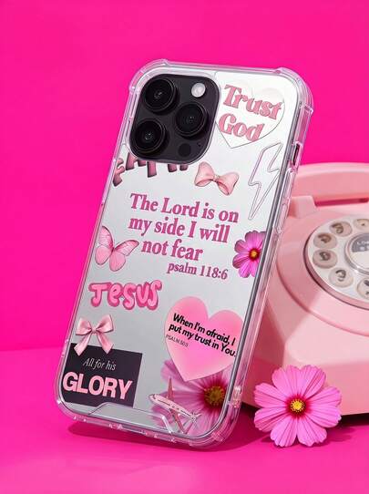 粉色镜面元素防震上帝保佑镜面手机壳，兼容 13/11/17/16/14/15/15 Pro/15 Plus/15 Pro Max/7 Plus/8 Plus/X/Xs Max/Xr/11 Pro/12 Pro/13 Pro/14 Pro/12 Mini/13 Mini/11 Pro Max/12 Pro Max/13 Pro Max/14 Pro Max/14 Plus/17 Pro/17 Air/6/6s Plus/7/8/16 Pro/16 Plus/16 Pro Max/SE2/17 Pro Max 和 Galaxy/A54/A14/A12/A13/A15/A32/A33/A24/A52S/S20/S21/S22/S23/S24/S23 Plus/S24 Ultra/S25/A15/A33/A23，复活节春季礼物，粉彩生日快乐，国际版，不是国内版