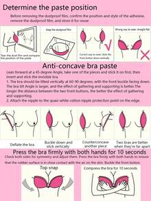 1pc Seamless Invisible Lift Bra, Women's Backless Strapless Bra, Seamless Self-Adhesive Silicone Nipple Covers, Suitable For Wedding Dresses, Available In Skin Tone And Black, Reusable, Suitable For All Seasons - Multicolor - View 9