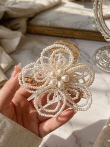 1pc Women New French-Style Vintage Pearl Hair Claw, Elegant And Versatile, Suitable For All Occasions. Can Be Used For Half-Up Hairstyles Hairpin. Hair Accessory.,Festival,Party - Multicolor - View 2