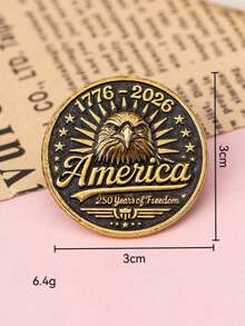 1件套美国建国250周年珐琅胸针，爱国美国自由徽章胸针 - 銀色 - 查看 10