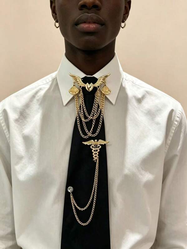 1 pieza Corbata de mujer de moda casual con decoración geométrica de metal ajustable, adecuada para uso diario, casual, salidas, citas, fiestas, compras, vacaciones, viajes y otras ocasiones