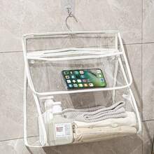 1PC/2pcs Large Transparent Hanging Clothes Bag For Bathroom, Swimming Pool, Travel, Dormitory Essentials, Waterproof Shower Storage Bag For Toiletries And Clothes, Black And White - 1PC - View 2