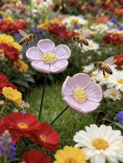 2件套：陶瓷喂食碗，蜜蜂喂食器，陶瓷工艺品，蝴蝶喂食器，手工陶瓷喂食工具，适合户外喂蜜蜂和蝴蝶，也非常适合室内装饰。