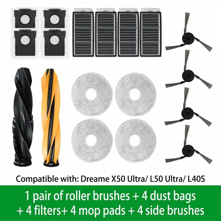 Accessories For Dreame X50 Ultra/L50 Ultra/L40S Vacuum Cleaner: Main Brush, Filter Net, Mop Cloth, Side Brush - View 1