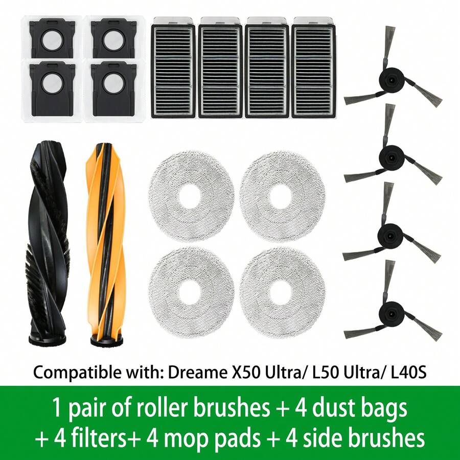 Accessories For Dreame X50 Ultra/L50 Ultra/L40S Vacuum Cleaner: Main Brush, Filter Net, Mop Cloth, Side Brush - View 1