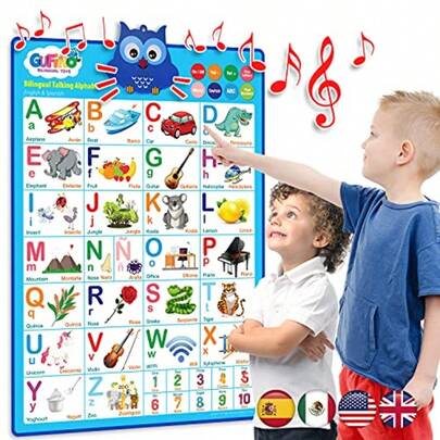 Alphabet Wall Chart - Bilingual Toys With Interactive Touch Buttons For Independent And Guided Learning - Ideal For Preschool Learning Activities And Spanish Classroom Supplies.