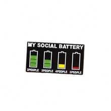 Ghim cài áo hình hoạt hình "Social Battery", ghim cài áo thanh lịch, phụ kiện ghim cài kim loại cá nhân hóa độc đáo. - Nhiều màu - Xem 5