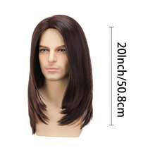 Men's 16-Inch Medium-Part Layered Long Straight Wig - Heat-Resistant High-Temperature Fibers, Comes With A Wig Cap, Suitable For Cosplay And Halloween Costumes, As Well As Daily Wear - Multicolor - View 7