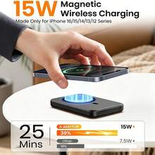 GAWFOLK Magnetic Power Bank Portable Power Source, 15W Fast Charging 5000mAh Capacity, Adjustable Stand For Ease Of Use, Wireless Charging Compatible With Many Mobile Phones And Electronic Devices, Magnetic Wireless Power Bank With MagSafe, Memorial Day Summer Kickoff Graduation Gift - Upgraded Mini Magnetic Power Bank 5000mAh (Black) - View 2