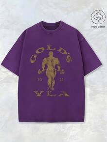 Gym Motivation Design With Golden Lettering & Weightlifting Art Print Washed T Shirt 230gsm, Round Neck Gym & Outdoor Sports Apparel, All-Season Fitness Shirt, Training Gear, Sporty Design, Durable Construction, Performance Wear, Casual Athletes, Halloween & Christmas Casual Wear, Gym Shirts, Comfortable Fit Shirt, Workout Clothing, Street Style, Fitness Enthusiasts2025 - 紫色 - 查看 12