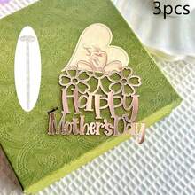 1pc/3pcs/6pcs Acrylic Flower & Butterfly Mother's Day Cake Topper, Suitable For Mother's Day, Mom's Birthday Party DIY Cake & Dessert Decoration - Multicolor - View 20