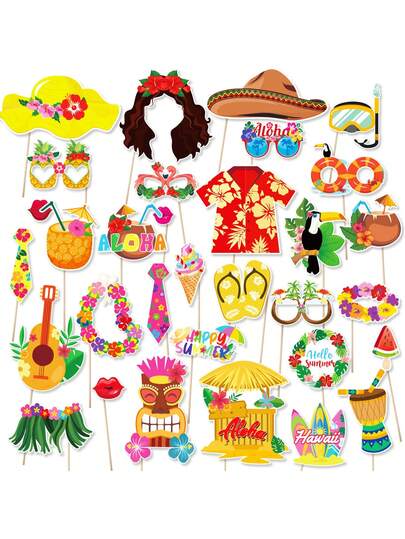 30 món phụ kiện chụp ảnh theo chủ đề Hawaii, phụ kiện chụp ảnh bằng giấy, chủ đề nhiệt đới Hawaii cho sinh nhật, trang trí hồ bơi bãi biển mùa hè, quà tặng tiệc tùng và trang trí tiệc theo chủ đề rừng động vật hoang dã.