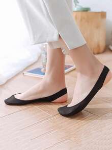 1/5 pares de calcetines invisibles tipo mocasín, calcetines de verano de mujer con silicona antideslizante, adecuados para tacones altos, calcetines de seda fina sin dedos, regalo de Navidad - Sin Molde - Ver 4