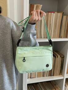 1 chiếc túi đeo chéo chống nước, túi đeo chéo unisex bằng nylon có dây đeo vai điều chỉnh được, nhiều ngăn, màu trơn, lớp lót polyester, thích hợp để mua sắm, đựng ví, túi xách, dành cho nữ giới trẻ, sinh viên đại học, người mới bắt đầu, nhân viên văn phòng. Lý tưởng cho văn phòng, trường đại học, công việc, kinh doanh, đi lại, hoạt động ngoài trời, du lịch và leo núi. - màu xanh lá - Xem 4