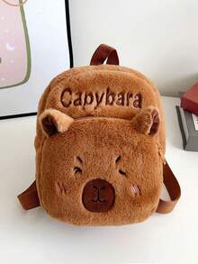 1 pieza Mochila linda y suave de peluche de capibara. Bolso cruzado ligero y de moda. Bolso de hombro portátil y con personalidad. - Marrón - Ver 9