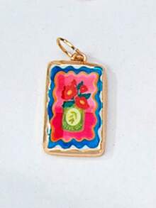 Collar ajustable de cuerda colorida con colgantes de esmalte intercambiables, colgantes de dibujos animados desmontables chapados en oro (patrones de gato, langosta, fruta, flor), set de joyas personalizables de verano para regalo - Multicolor - Ver 23