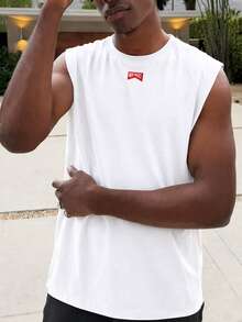 INFLATION Printed Sleeveless Tank Top For Men, Summer New Sports Vest - White - View 2