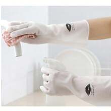 Reusable Long Sleeve Rubber Gloves For Dishwashing, Kitchen & Pet Cleaning - Food PVC Material - Other - View 9