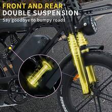 VOMO Bicicleta eléctrica X80 Ultra, bicicleta todoterreno de 20 pulgadas con neumáticos anchos, motor de 1000 W, batería de larga duración de 48 V y 15 Ah, 7 velocidades, frenos hidráulicos dobles, suspensión completa, adecuada para ciclismo de montaña, paseos por la playa y paseos en la nieve. - Negro - Ver 10