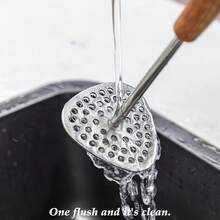 1个不锈钢土豆捣碎器，带木柄，手持式土豆捣碎器，多功能食物捣碎器，适用于南瓜、红薯、土豆和其他蔬菜，青少年和厨房烹饪工具，轻便耐用的厨房小工具 - 棕色 - 查看 5
