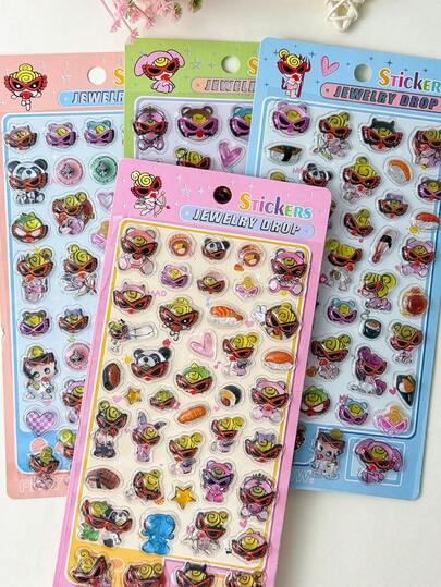 Nhãn dán hoạt hình 3D vui nhộn, nhãn dán trong suốt dễ thương, nhãn dán sáng tạo, nhãn dán quà tặng, nhãn dán đá quý, nhãn dán trang trí thủ công hình ghép hình, thân thiện với học sinh, nhãn dán tự làm, quà tặng năm mới, quà tặng ngày Valentine, quà tặng lễ Phục sinh, nhãn dán bông tuyết pha lê trong suốt lấp lánh cho Giáng sinh, nhãn dán niêm phong tự làm